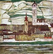 Egon Schiele Stein on the Danube with Terraced Vineyards china oil painting reproduction